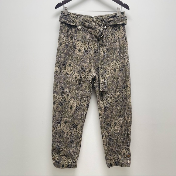 Maria Cher High Waisted Belted Snap Ankle Brown Pants Size Small - Picture 2 of 16